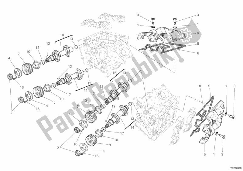 Toutes les pièces pour le Arbre à Cames du Ducati Multistrada 1200 USA 2011